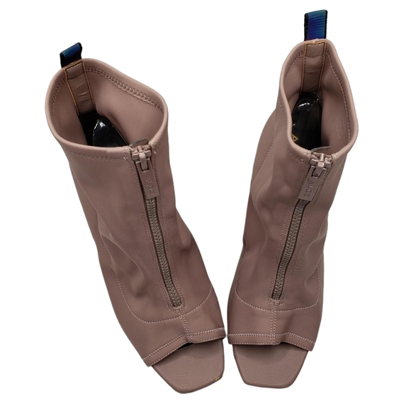 Aldo | Love Planet Mauve Pink Peep Toe Sock Zip Front Ankle Booties Women's 11 - Picture 4 of 12